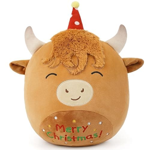 14'' Highland Cow Stuffed Animals Plush Pillows, Scottish Highland Cattle Plushies, Soft Stuffed Cow Plush Toys for Cuddle & Squish, Highland Cow Decor Highland Cow for Kid Adult - Highland Cow-2 - Image 1