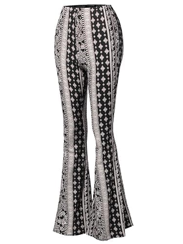 SSOULM Women's Stretchy Wide Leg High Waist Bell Bottom Flare Pants with Plus Size thumbnail 2