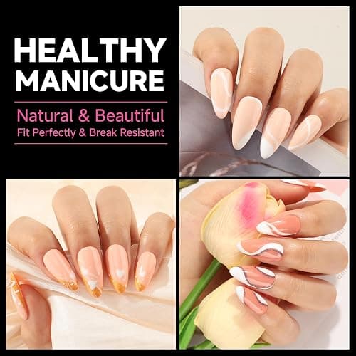 UNA GELLA Almond Fake Gel Nail Tips, 216pcs Medium Almond Pre Shaped Nails Tips for Long-Lasting Acrylic Nails, Perfect for DIY At Home French Style Nail Salon 12 Sizes thumbnail 3