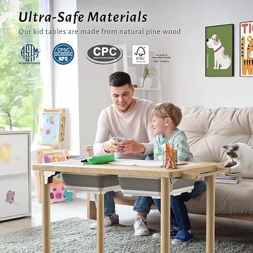 Easyego Sensory Table for Toddlers Kids Play Wooden Sand Water Table with Double-Sided Board & Foldable Storage Bins for Indoor and Outdoor Use, Birthday Gifts for Boys and Girls thumbnail 4
