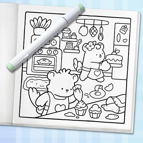 Comfy & Cozy: Coloring Book for Adults and Teens with Cozy Scenes and Cute Animal Characters for Relaxation thumbnail 7