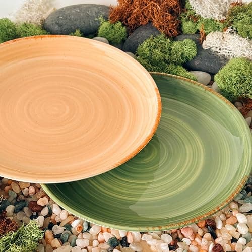 MORA Ceramic Helix Swirl Dinner Plates Set of 6, 10in Modern Spiral Porcelain Dish Dinnerware for Kitchen, Serving & Restaurants - Dishwasher, Microwave, Freezer, Oven Safe Dishware - Earth Colors thumbnail 7