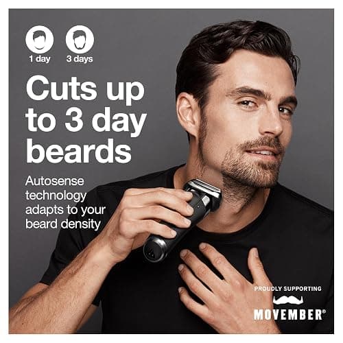 Braun Electric Razor for Men With Precision Beard Trimmer, Rechargeable, Wet & Dry Foil Shaver, Clean & Charge Station & Travel Case, Silver, 3 Piece Set thumbnail 2
