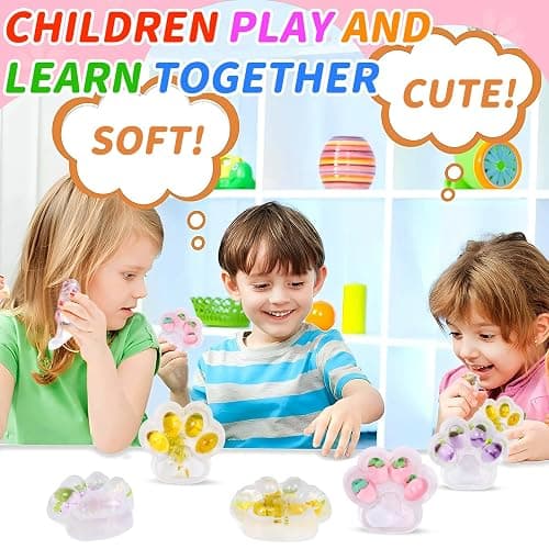 3 Pcs Cat Paw Squishy, Taba Squishy Paw kit for Stress Relief, Fruits Taba Cat Paw Squishys, Fufu Squishys, Squeeze Toys, Soft Fidget Toys Adorable for Kids & Adults Party Gifts thumbnail 5