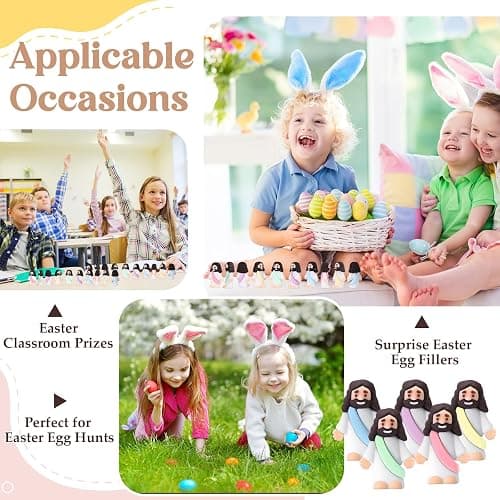 Bememo 25 Pcs Little Jesus Figures Original Design Mini Rubber Jesus Figurine to Hide and Seek Religious Party Favors Sunday Baptism Gifts(Macaron Color) thumbnail 6