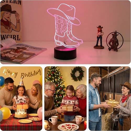 DAHEYMA Cowgirl Night Light, Cowgirl Gifts for Girls | 16 Colors Lights LED Dimmable Timer Lamp, for Birthday Xmas Western Stuff for Women Room Decor thumbnail 7