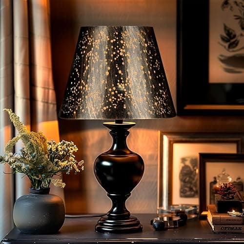 Etched Starlight 𝐌𝐞𝐭𝐚𝐥 𝐋𝐚𝐦𝐩 𝐒𝐡𝐚𝐝𝐞𝐬 𝐬𝐞𝐭 𝐨𝐟 𝟐 Top 6‘’ Bottom 10‘’ Height 7.5" Barrel Shade Lampshades Fits Most Table Lamp and Floor Lamp Spider Outer Bronze and inner Gold thumbnail 6
