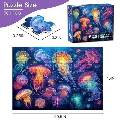 500 Piece Puzzle for Adults – Ocean Jellyfish Puzzle 500 Pieces for Adult Elderly Puzzle Game – Fun & Challenging Family Game Gift Toy for Friends and Family (20.5 x 15 in) thumbnail 3