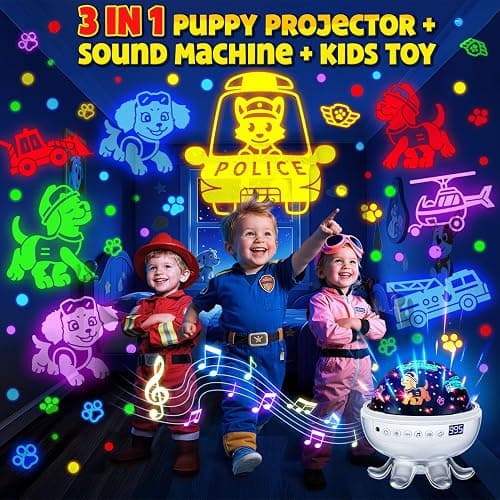 Kids Toys Puppy Projector│30 Soothing Sounds+4 Slides Sound Machine Baby Night Light Projector│93 Projections+31 Colors Puppy Toys for Boys Age 3-5│Girl Toys Toddler Toys│Story Projector Sound Machine thumbnail 2