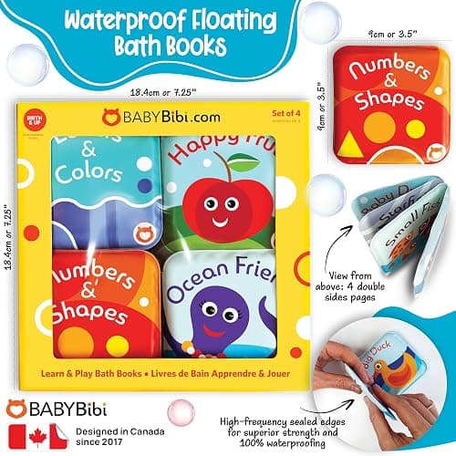 Floating Baby Bath Books Set of 4 - Bath Books for Babies, Infants - Waterproof, Mold-Free Bath Toys for Learning & Early Education (Fruit, Ocean, ABC, Numbers Books) thumbnail 3