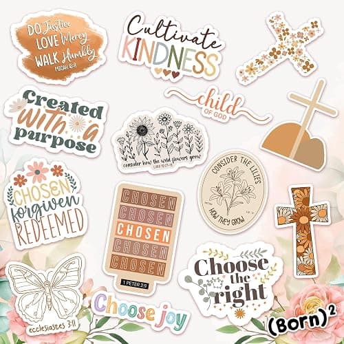 Puraesla 225 PCS Christian Bible Verse Stickers – Inspirational Journaling & Study Stickers for Water Bottles, Laptops, Notebooks & Scrapbooking – Waterproof thumbnail 5