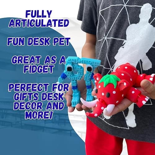 Monkey Stix 2 Pack Italian Brainrot 6-7 Strawberry Elephant 67 Meme Articulated Desk Figurines Funny Six Seven Internet Meme, Novelty Gift for Christmas Holidays Birthday Party Favors thumbnail 4