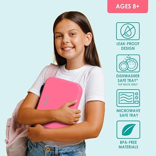 Bentgo Pop - Leak-Proof Lunch Box & Removable Divider for Ages 8+ & Teens - Lunch Container Holds 5 Cups of Food; 3-4 Compartments; Microwave/Dishwasher Safe; 2 Year Warranty (Bright Coral/Teal) thumbnail 4