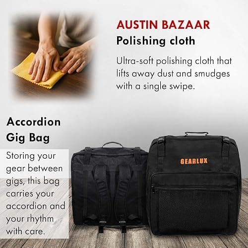 Hohner Panther Diatonic Accordion - Keys G/C/F Bundle with Gig Bag and Austin Bazaar Polishing Cloth thumbnail 3