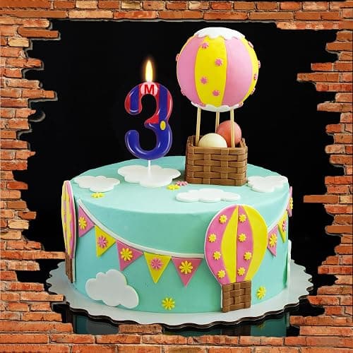 Blue Red 3 Birthday Candle for Boys Girls - Birthday Cake Decorations, Number 3 Cake Topper, Cartoon Game Themed Party Decor thumbnail 4