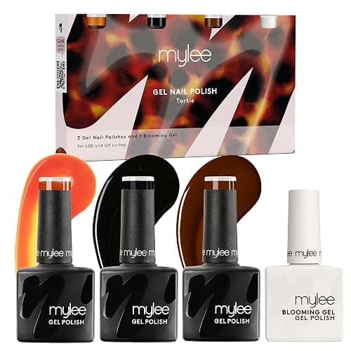 Mylee Tortie Quad - Create Easy Tortie Effect Watercolour Nail Art With 3 x 8ml Gel Polish Shades & 1 x 10ml Blooming Gel, UV/LED Soak-Off Manicure for Salon & Home Use - Long Lasting & Easy to Apply - Image 1