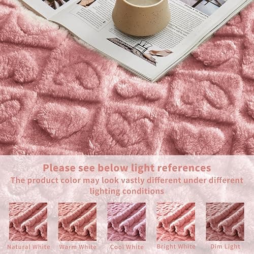 FY FIBER HOUSE Throw Blankets with Heart Checkered,Soft Warm Blankets for Lover Mom Father Friends Gifts,Washable Lightweight Fuzzy Blanket for Couch Sofa Bed All Season(Pink,50"x60") thumbnail 4
