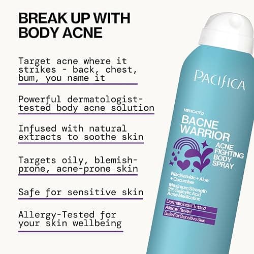 Pacifica Bacne Warrior - Bacne Salicylic Acid Spray, Back Acne Treatment Spray with 2% Salicylic Acid, Niacinamide, and Aloe, Body Acne Warrior for Body, Chest, and Back, Dermatologist Tested- 6 Fl Oz thumbnail 7
