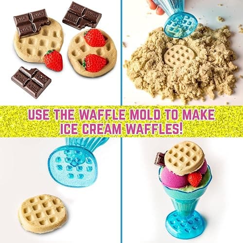 GirlZone Ice Cream Shop Play Sand Kit - Sensory Play for Kids - Magnetic Sand Toys for Creative Fun - 2 lb, Multicolor, 22 Pieces, Ages 7+ thumbnail 2