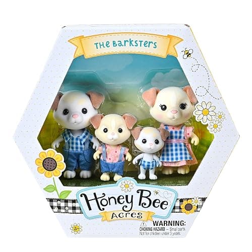 Honey Bee Acres The Barksters Dog Family, 4 Miniature Doll Figures, Small thumbnail 6