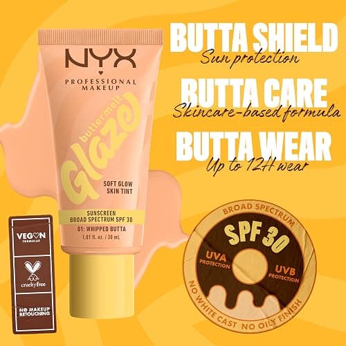 NYX PROFESSIONAL MAKEUP Buttermelt Glaze Soft Glow Skin Tint with SPF 30, Up To 12HR Wear, 01 Whipped Butta thumbnail 4