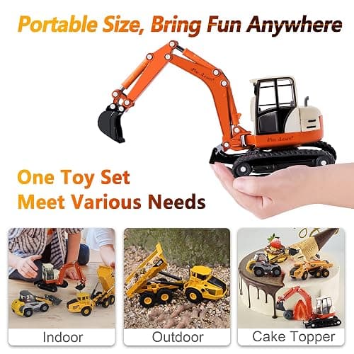 iPlay, iLearn Heavy Duty Construction Site Playset, Metal Dump Truck, Excavator Digger Backhoe, Tractor Bulldozer Diecast Vehicle, Outdoor Sandbox Car Toy, Birthday Gift 3 4 5 Year Old Boy Kid Toddler thumbnail 6