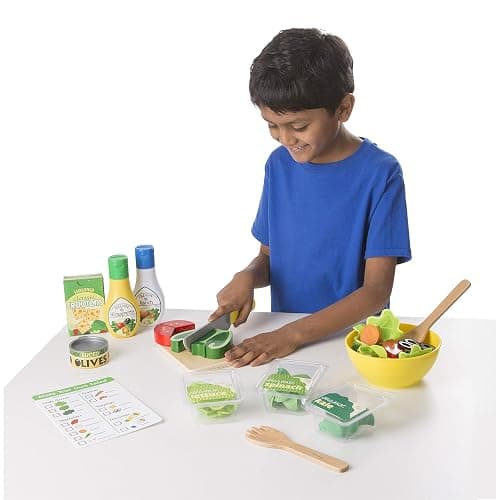 Melissa & Doug Slice and Toss Salad 52-Piece Toy Food Set & Montessori-Inspired Play Kitchen Accessories, Preschool Learning Toys for Girls & Boys 3+ thumbnail 8