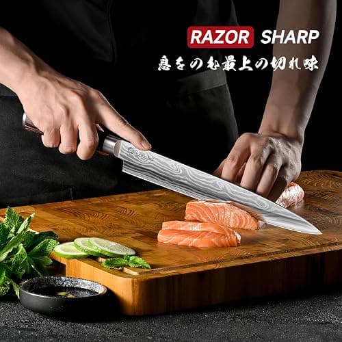 Sunnecko 10.5 inch Sashimi Knife,High Carbon Stainless Steel Japanese Sushi Knives,Yanagiba Knife with Knife Sheath and Gift Box thumbnail 4
