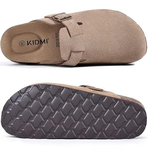 KIDMI Unisex Vegan Suede Clogs Mules with Cork Footbed | Slip On Design, Arch Support, Indoor/Outdoor Versatility, and Potato Shoe Inspired Style thumbnail 3