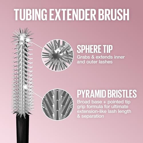 Maybelline Lash Sensational Sky Tubes Tubing Mascara, Extension-Like Lengthening Mascara, 24HR Eye Makeup with Shea Butter & Castor Oil, Very Black, 1 Count thumbnail 4