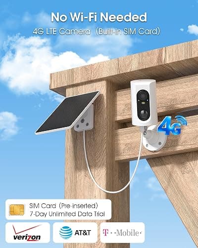 ANRAN 4G LTE Cellular Solar Security Camera Wireless Outdoor No WiFi Needed | 2K Color Night Vision Built-in SIM 37 Days Trial Subscription Needed PIR Motion Detection Alert 2-Way Audio for Farm Barn RV thumbnail 2
