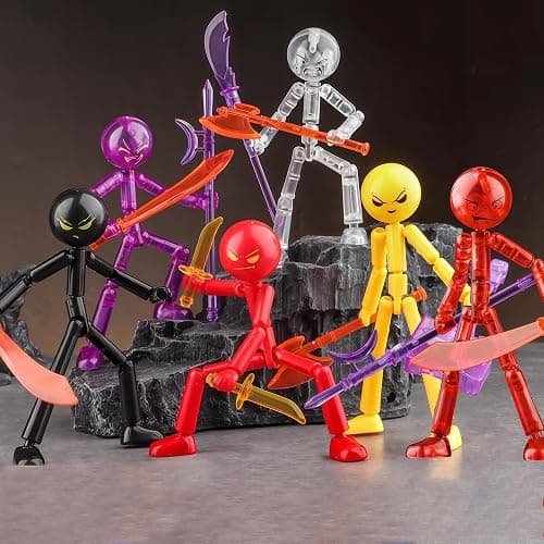 Elegant Orchid 6 Set Novelty Stickman Action Figure,T13 Action Figures | Easy Assemble,Create Stop Motion Animation,Stick Action Figure Comes With Weapons For Holiday Birthday Gifts thumbnail 2