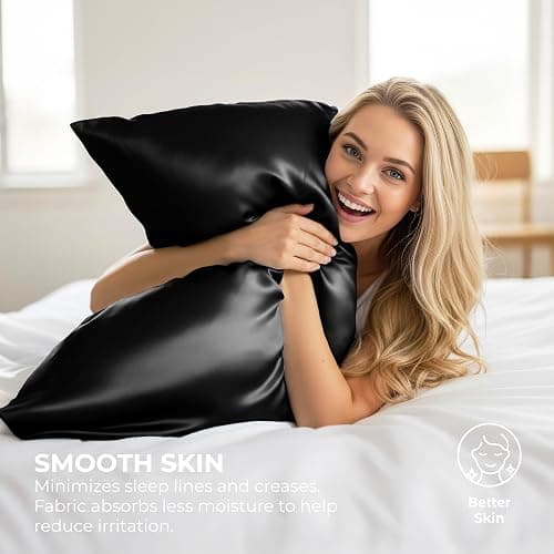Pure Bedding Satin Pillowcase 2 Pack - Queen Size (20"x30", Black) - Silky Pillow Cases for Hair and Skin - Satin Pillow Covers with Envelope Closure - Extra Soft Premium Microfiber thumbnail 5