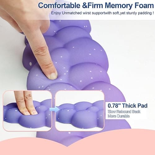 LJYZMD Cloud Wrist Rest Set for Keyboard and Mouse, Includes Cute Coaster, with Computers and Laptops（Purple Star Set） thumbnail 6