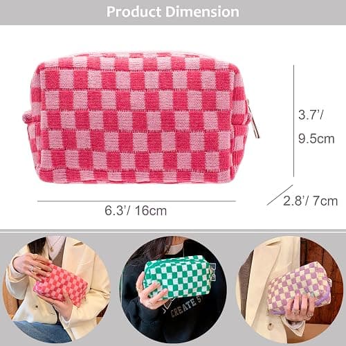 PAZIMIIK Checkered Makeup Bag for Purse Portable Zipper Make Up Pouch Small Cosmetic Case for Travel Accessories (6PCS Colorful) thumbnail 3