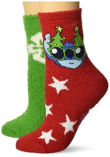 Disney womens Lilo & Stitch Holiday 2 Pack Mid Crew Socks - Image 1