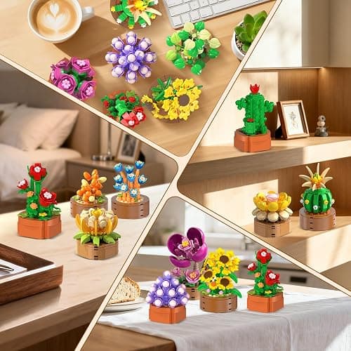 HOGOKIDS 15 Pack Flowers Succulents Mini Building Set for Adults Kids - 1314PCS Flower Plant Botanical Collection 3.6MM Bricks Toys, Christmas Home Office Décor Gifts for Women Boys Girls Age 6+ thumbnail 8