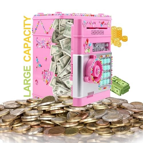 Piggy Bank for Kids Girls Boys with Password Code Lock Cash Coin Can Piggy Bank Girls Electronic Money Safe Bank for Kids Money Box with DIY Diamond Sticker Gift for 4 7 8 9 10 11 Year Old Boys thumbnail 5