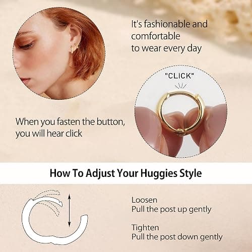 Turandoss Small Gold Hoop Earrings for Women Trendy - 14K Gold Plated Beaded Hoops Hypoallergenic Huggie Cubic Zirconia Earrings, Dainty Hoops Earring Set for Multiple Piercing thumbnail 6