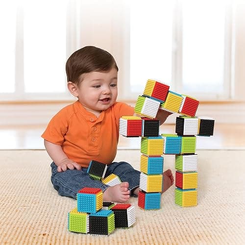 Infantino Press & Stay Sensory Blocks for Babies Age Grade 12m+, 24-Piece Set, Multicolor thumbnail 3