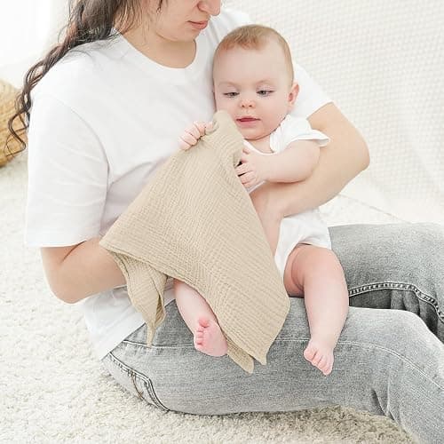 bearmoss Muslin Squares Cloths 100% Cotton Baby Burp Cloth 60x60CM Large Ultra-Absorbent Soft Baby Face Washcloths for Newborn Baby Boy and Girl, 6Pack (Moss Rocks) thumbnail 2
