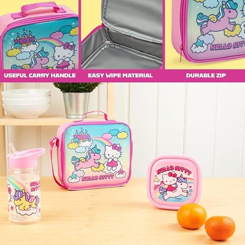 Get Trend Hello Kitty Kids Lunch Bag Set 3 Pc with Leak Proof Water Bottle and Small Lunch Box Insulated for School Daycare or Travel (Hello Kitty) thumbnail 5