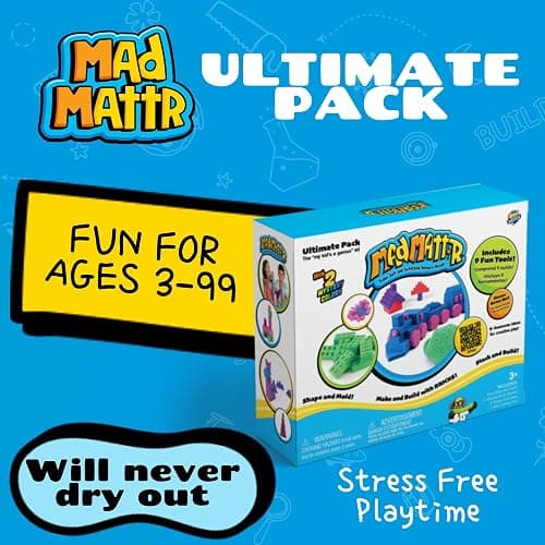 Mad Mattr Ultimate Pack, Fun for Ages 3 and up, 10oz of Mad Mattr, Extruders, Ultimate Brick Makers, a Safe Cutting Tool, Non-Toxic Dough and Never Dries Out thumbnail 2
