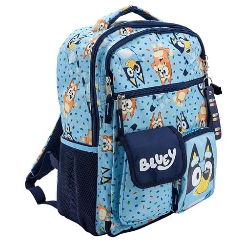 AI ACCESSORY INNOVATIONS Bluey & Bingo Backpack for Girls & Boys, Multi Pocket Bookbag with Adjustable Shoulder Straps & Padded Back, Blue thumbnail 3