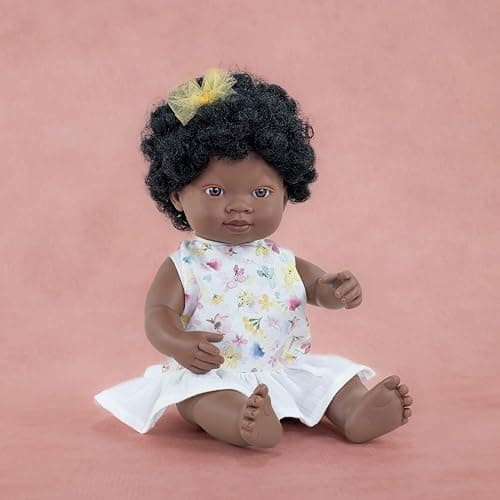 Miniland Baby Doll African Girl 38cm. Made in Spain with vanilla scent. Anatomically correct. My Friends & Me collection thumbnail 2