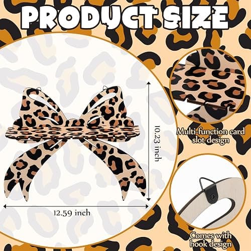 Pinkunn 2 Pcs Leopard Bow Wall Shelves Brown Cheetah Floating Crystal Display Rack with Screws Wooden Decorative Shelves Wall Mount Rustic Home Decor for Crystals Stone Sundries Storage thumbnail 3