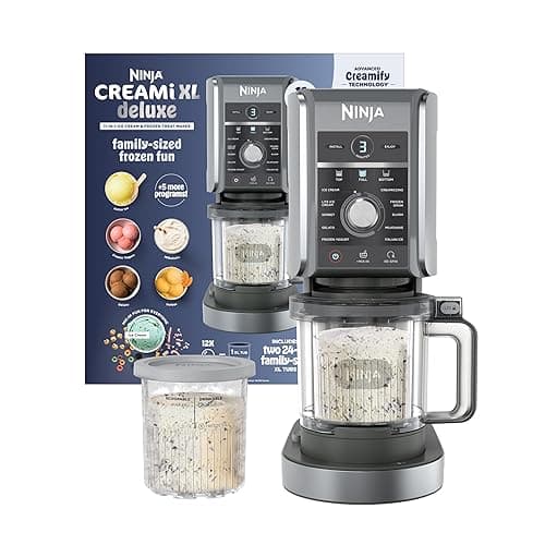 Ninja CREAMi Deluxe Ice Cream Maker | 11-in-1 Create Frozen Desserts, Sorbet, Milkshakes, Yogurt & More | Includes 2 Dishwasher Safe XL 24 Oz. Tubs with storage lids | Silver | NC501 - Image 1