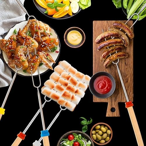 Marshmallow Roasting Sticks, Telescoping Smores Sticks for Open Fire Pit, 32 Inch Long Marshmallow Toasting Barbecue Forks BBQ S’mores Skewers for Campfire Camping Hotdog Hot Dog Bonfire Grill, 5 Pack - 5 Pcs thumbnail 7
