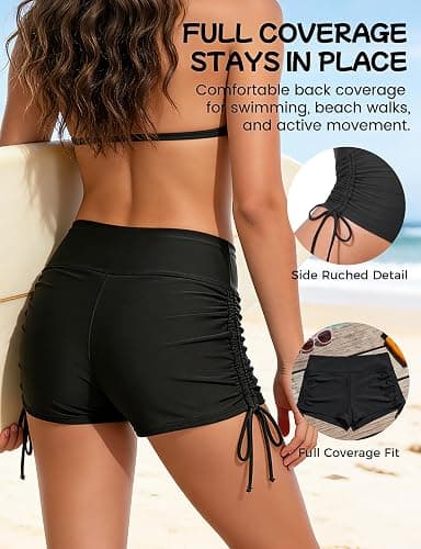 Buauty Women's Swim Shorts Board Shorts Bikini Bottoms High Waisted Boy Shorts Adjustable Side Tie Quick Dry thumbnail 3