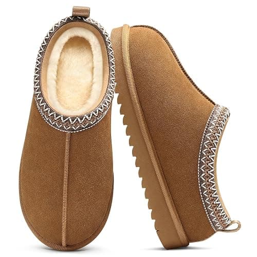 Evshine Women’s Genuine Suede Slippers, Fuzzy House Shoes Indoor Outdoor | Great Gift for Winter Comfort with Warm Plush Fleece Lining - Image 1